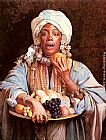 African Canvas Paintings - A North African Fruit Vendor